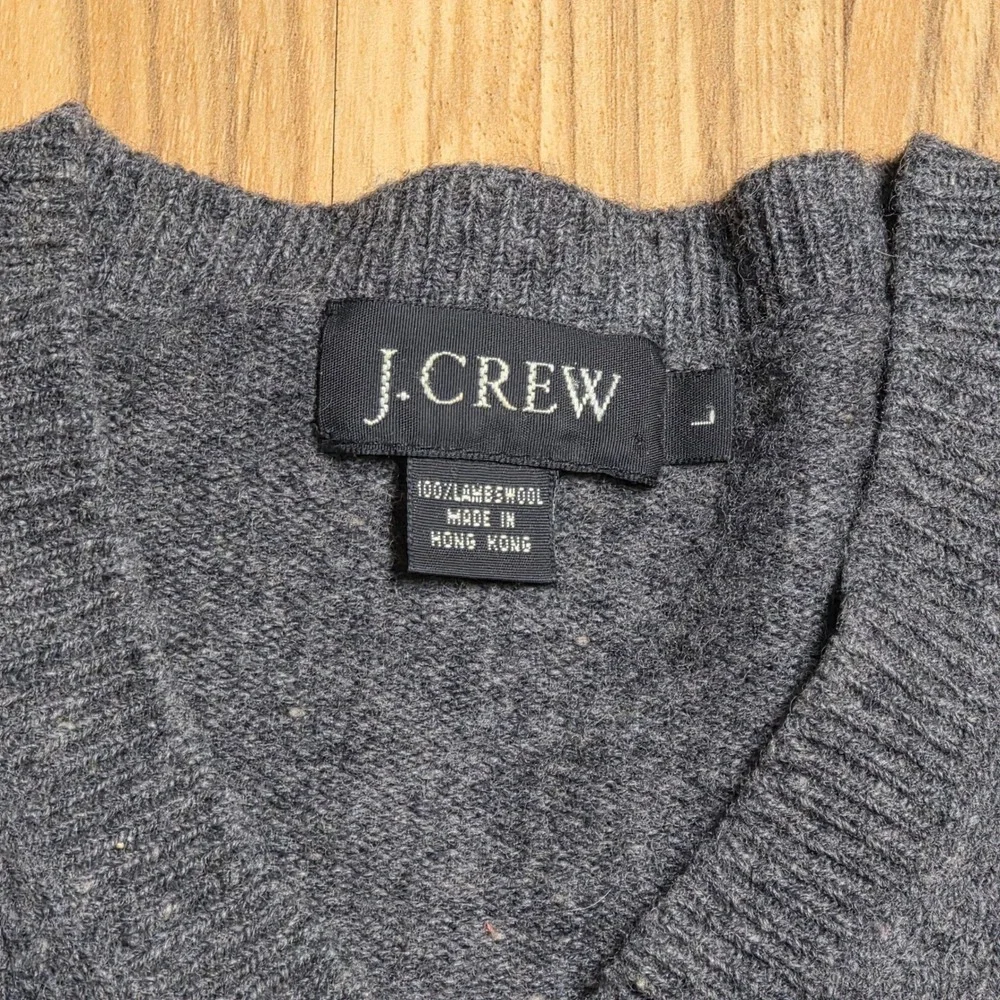 J. Crew‎ V Neck Lambswool Sweater Men's Size Large Gray Pullover Classic